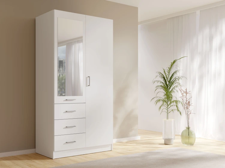 Szafa KONSO 15, 2 drzwi, biały, 101 cm – aranżacja wnętrza