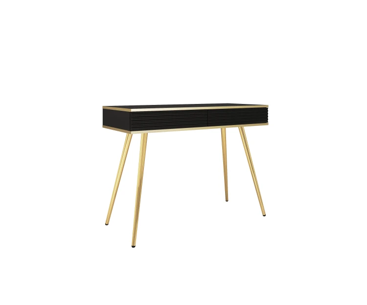 Czarna toaletka Oro T102 MDF konsola 102 cm ze złotymi nogami