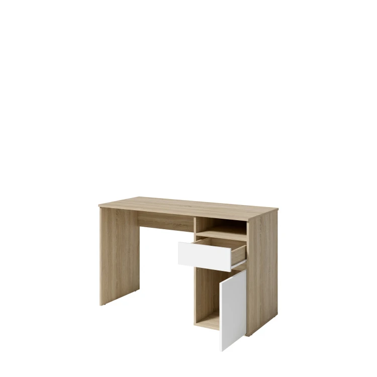 Biurko BILLA 60, 1 drzwi, dąb sonoma/biały, 120 cm – zdjęcie produktu na białym tle