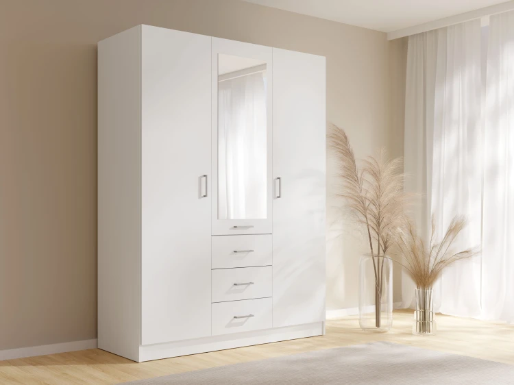 Szafa KONSO 19, 3 drzwi, biały, 150 cm – aranżacja wnętrza
