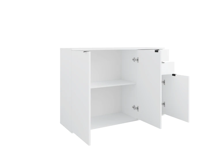 Komoda TETRIS II 02, 3 drzwi, biel górska, 120 cm – aranżacja wnętrza