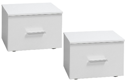 Stolik nocny PANAREA 23, 1 szuflada, biały wysoki połysk, 46,4 cm – zdjęcie produktu na białym tle 2