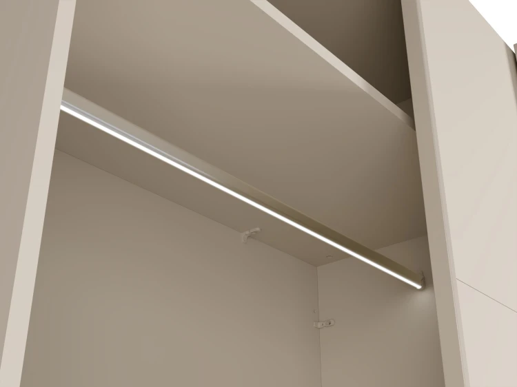 Szafa LUXORA III 12, 2 drzwi, kaszmirowy beż, 221 cm – aranżacja wnętrza