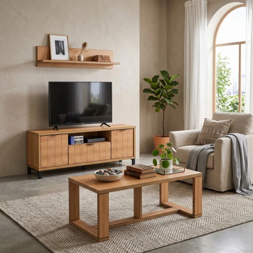 Ława Fonti F-8 Caramel Oak – aranżacja salonu