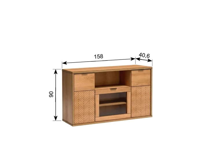 Komoda Fonti F-4 Caramel Oak – zdjęcie z nianiesionymi wymiarami