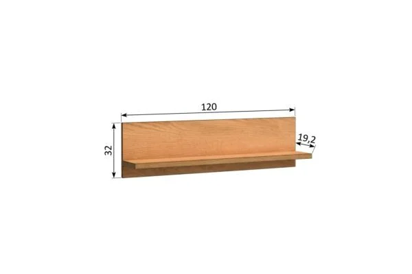 Półka Fonti F-9 Caramel Oak – zdjęcie z wymiarami