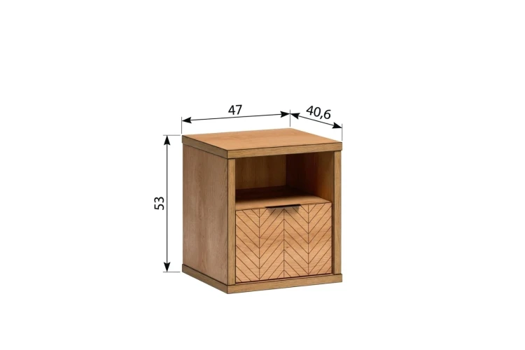 Stolik Nocny Fonti F-13 Caramel Oak – zdjęcie z wymiarami