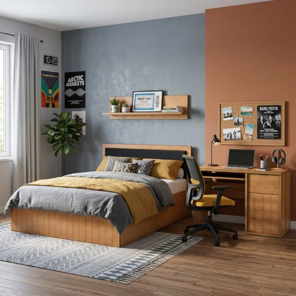 Biurko Fonti F-14 Caramel Oak – aranżacja pokoju młodzieżowego