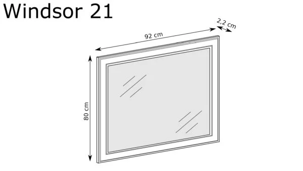 Lustro Windsor W-21 - rysunek techniczny z wymiarami