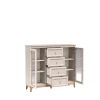 Witryna Windsor WINDSOR-7 Cashmere - widok otwartych szafek i szuflad