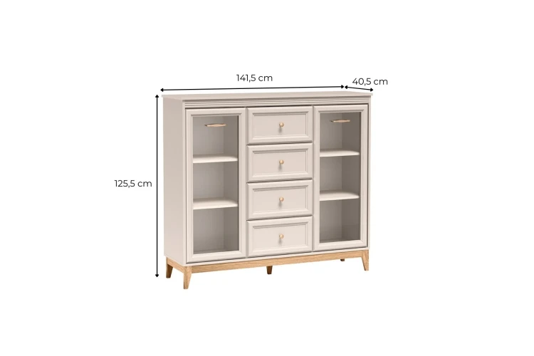 Witryna Windsor WINDSOR-7 Cashmere - zdjęcie z wymiarami