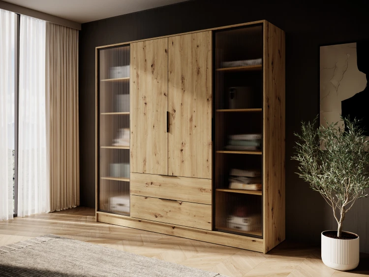 Aranżacja pokoju z meblami z kolekcji Kelly w kolorze dąb artisan