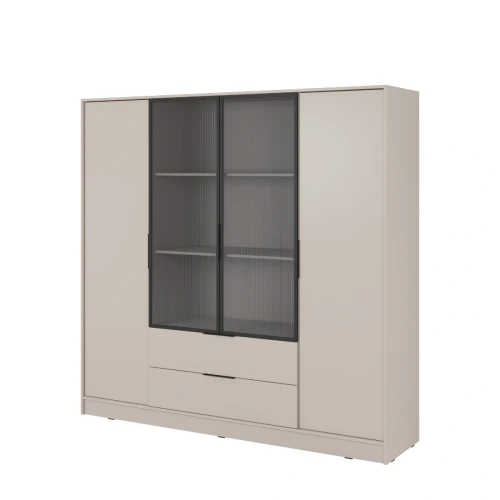 Szafa ubraniowa Kelly 4D RM beżowa kaszmir ujęcie pod kątem eksponujące ramki aluminium miniatura