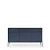 Szeroka komoda granatowa Mono MKSZ154, widok z przodu, szerokość 154 cm, złote uchwyty, navy blue i czarny stelaż