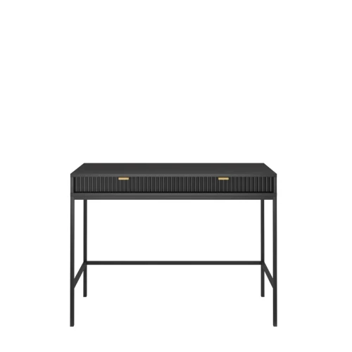 Toaletka czarna Nova T104, widok z przodu, dwie szuflady, nowoczesny design, czarny mat, szerokość 104 cm