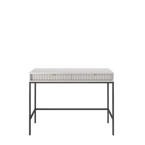 Toaletka szara Nova T104, widok z przodu, dwie szuflady, nowoczesny design, szary mat, szerokość 104 cm