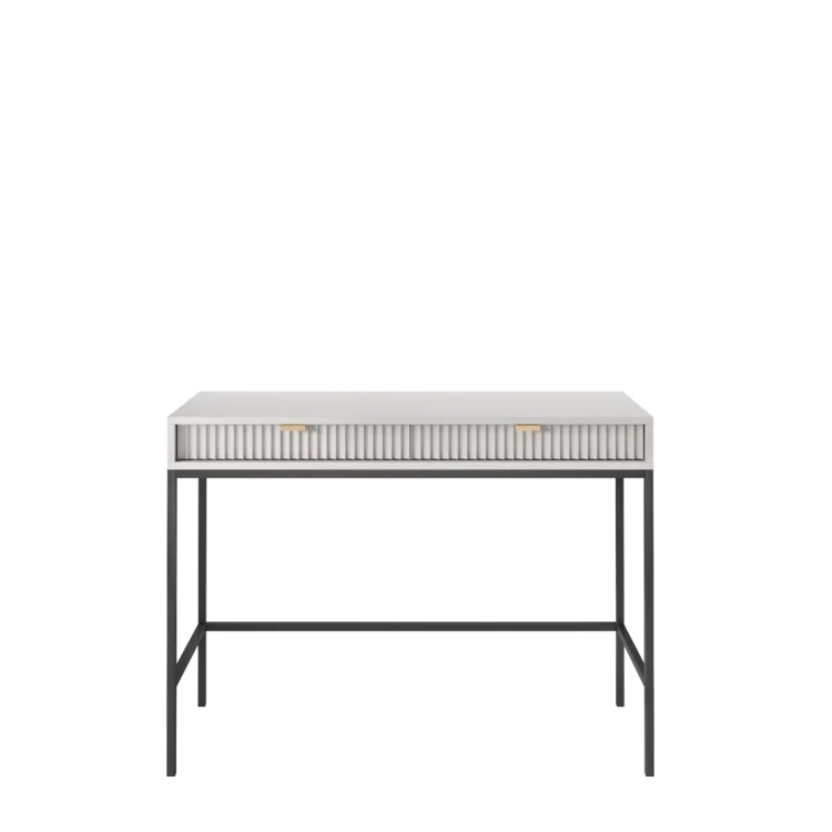 Toaletka szara Nova T104, widok z przodu, dwie szuflady, nowoczesny design, szary mat, szerokość 104 cm