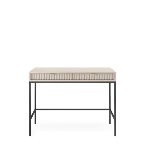 Toaletka kaszmir Nova T104, widok z przodu, ryflowany front, złote uchwyty, czarny metalowy stelaż 64 cm widok 2