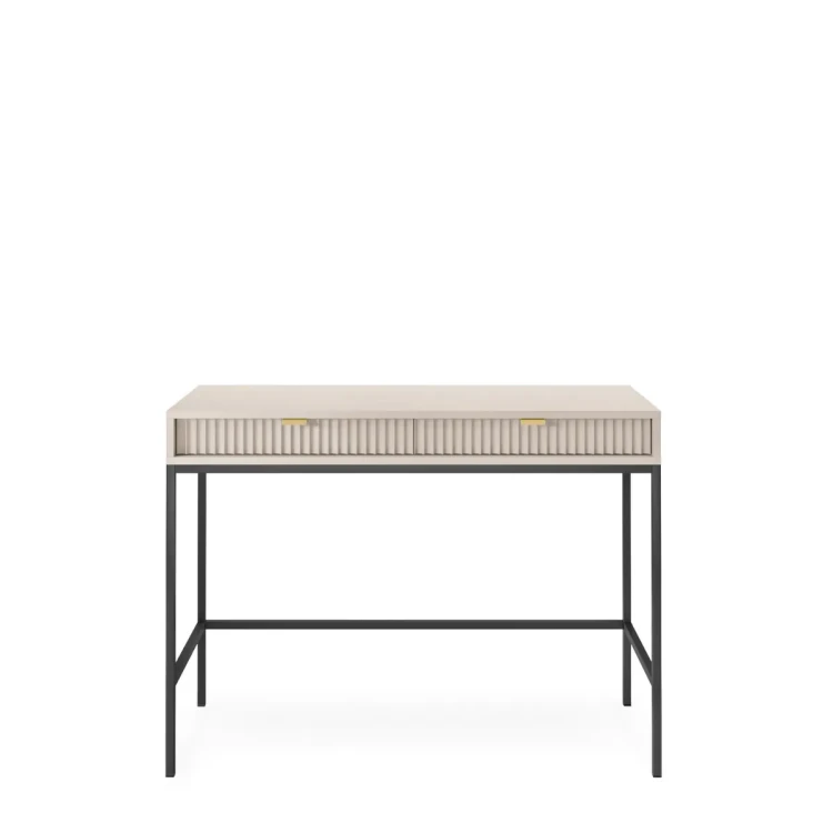 Toaletka kaszmir Nova T104, widok z przodu, ryflowany front, złote uchwyty, czarny metalowy stelaż 64 cm widok 2