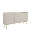 Nowoczesna komoda Oro K160 MDF beżowy mat ze złotymi detalami – ujęcie pod kątem miniatura