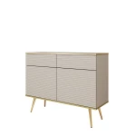 Komoda Oro KSZ107 MDF Beżowa Złote nóżki
