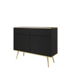 Komoda Oro KSZ107 MDF Czarna Złote nóżki