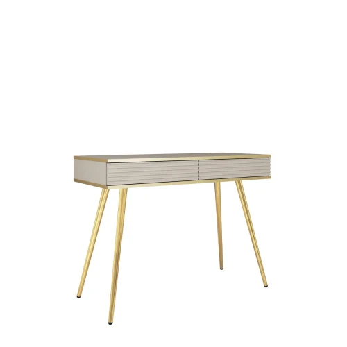 Beżowa toaletka Oro T102 MDF konsola 102 cm ze złotymi nogami miniatura