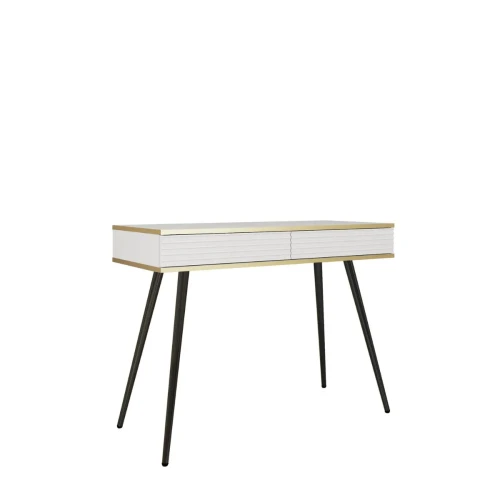 Biała toaletka Oro T102 MDF konsola 102 cm z czarnymi nogami miniatura