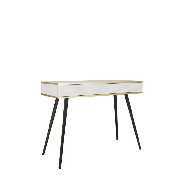 Biała toaletka Oro T102 MDF konsola 102 cm z czarnymi nogami miniatura