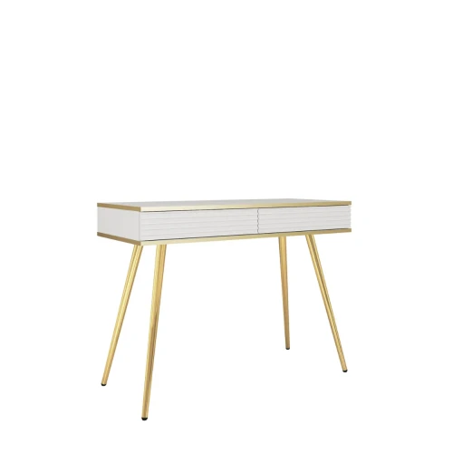 Biała toaletka Oro T102 MDF konsola 102 cm ze złotymi nogami miniatura
