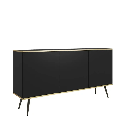 Nowoczesna komoda Oro K160 czarny mat ze złotymi detalami – miniatura