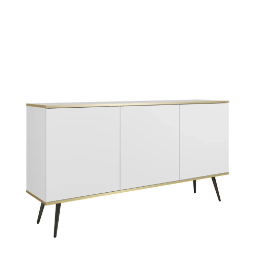 Nowoczesna komoda Oro K160 biały mat ze złotymi detalami – miniatura