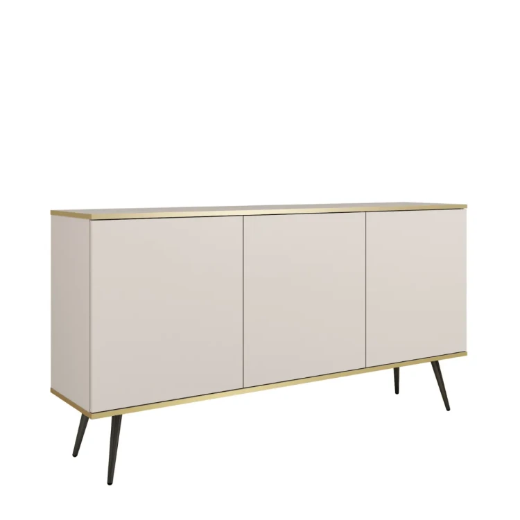 Nowoczesna komoda Oro K160 beżowy mat ze złotymi detalami – miniatury