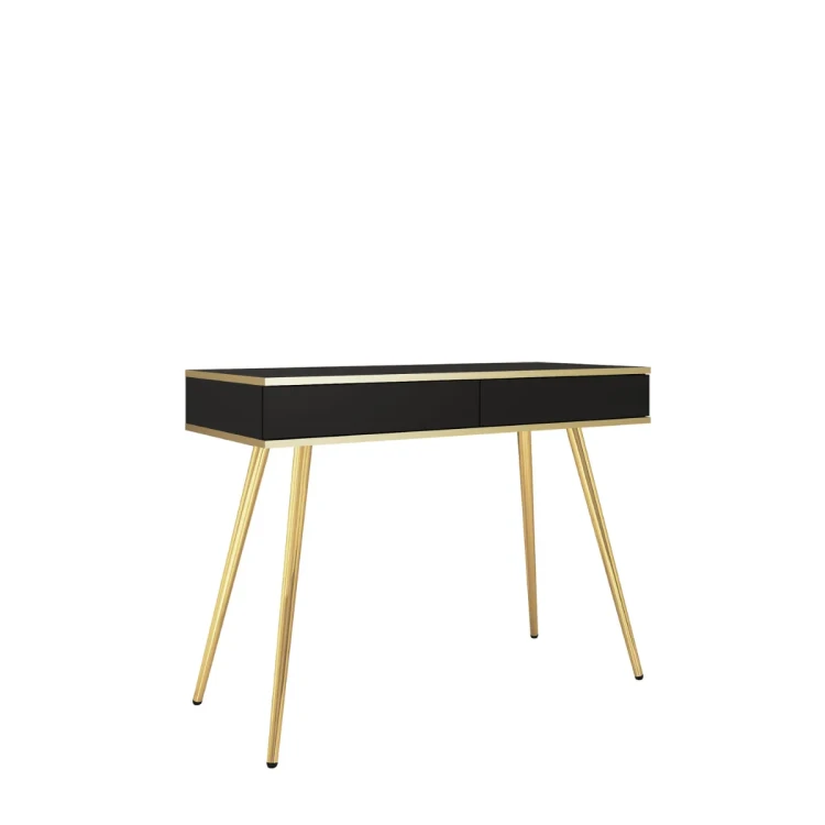 Czarna toaletka Oro T102 konsola 102 cm ze złotymi nogami miniatura