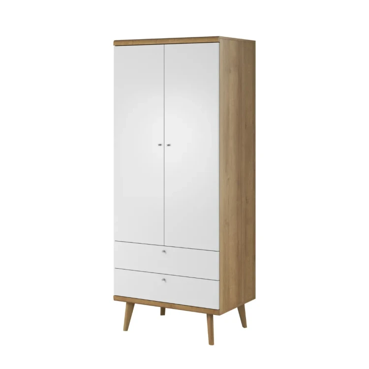 Szafa skandynawska Primo PSZ80 dąb riviera ujęcie pod kątem, wysokość 197 cm i głębokość 56 cm miniatura