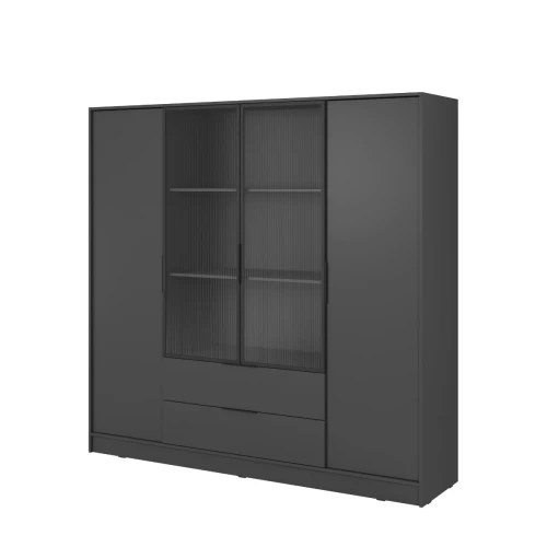 Szafa ubraniowa Kelly 4D RM czarny mat ujęcie pod kątem eksponujące ramki aluminiowe miniatura