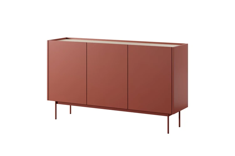 Nowoczesna komoda Color K-144 w kolorze Ceramic Red 144 cm bez uchwytów