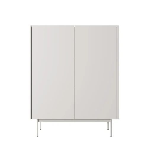 Wysoka komoda Color KD-97 w kolorze kaszmiru, widok z przodu prezentujący dwudrzwiową bryłę o wysokości 122 cm na metalowych nogach