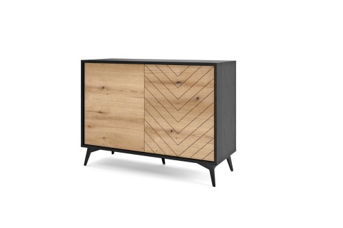 Dwudrzwiowa komoda Diamond K104 dąb evoke z czarnym korpusem szerokość 104 cm