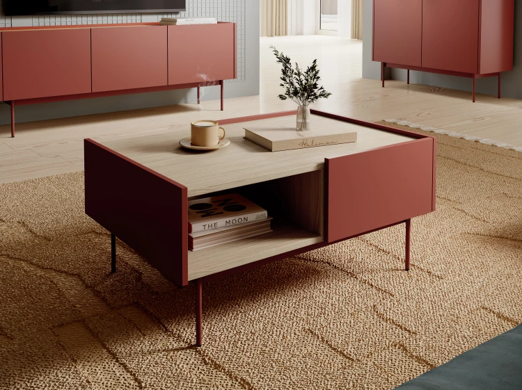 Stolik kawowy Ceramic Red w nowoczesnej aranżacji salonu