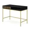 Toaletka Ravenna F 1s Frez MDF Malowany Czarny Mat / Dąb Artisan, Złota Rama