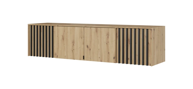 Nadstawka Nelly 4D grafit/artisan o szerokości 206 cm – ujęcie pod kątem eksponujące lamele.
