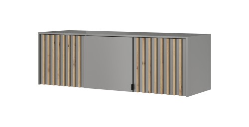 Szafka nad szafę z lamelami Nelly 3D szara widok z boku – wysokość 50 cm.