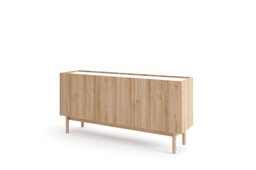 Nowoczesna komoda Boho 144 cm dąb riviera z marmurowym blatem pod kątem