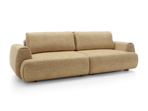 Sofa Pocket Silencio 53 Miodowa widziana pod kątem, podkreślająca głębokość 106 cm i nowoczesny design.