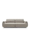 Nowoczesna sofa Pocket w szarej tkaninie Silencio 19 z dużymi miękkimi poduchami o szerokości 260 cm.