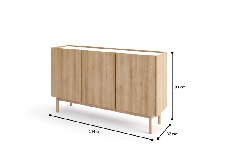 Wymiary komody Boho K144/83 144x83x37 cm wizualizacja bryły