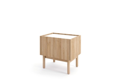 Nowoczesna szafka nocna Boho S50 50 cm dąb i biały marmur pod kątem