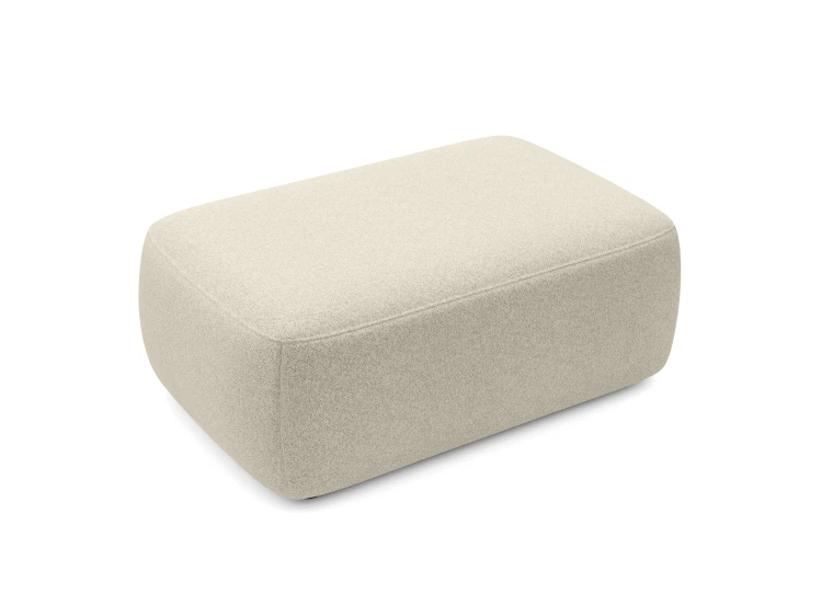 Perspektywa pufy Bouli w kolorze beżowym ukazująca jej głębokość 68 cm.