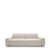Designerska beżowa sofa Bouli w tkaninie Raven 24 o szerokości 257 cm w jasnym salonie.